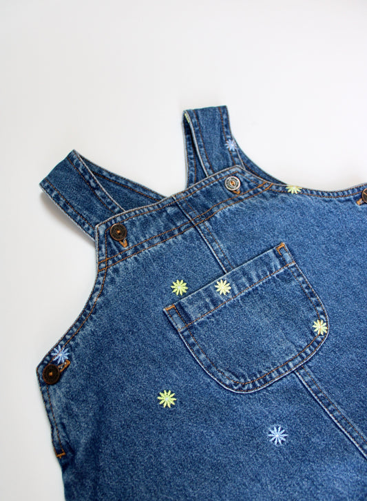 Vintage embroidered daisy denim dress Age 9-12M