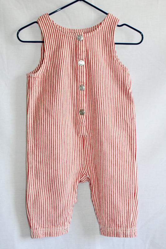 Red hickory stripe overalls Age 4-6M